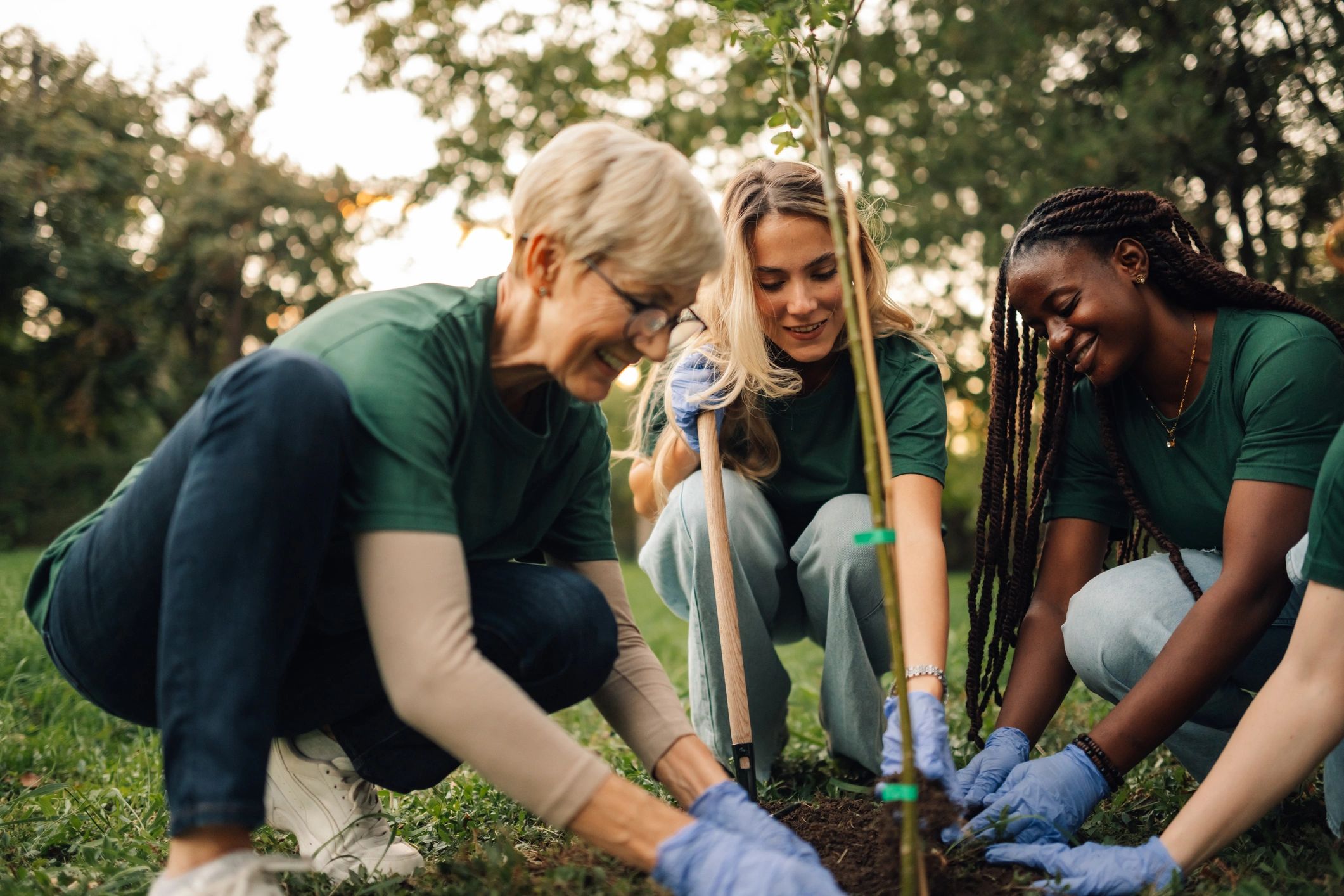 diverse seniors volunteering